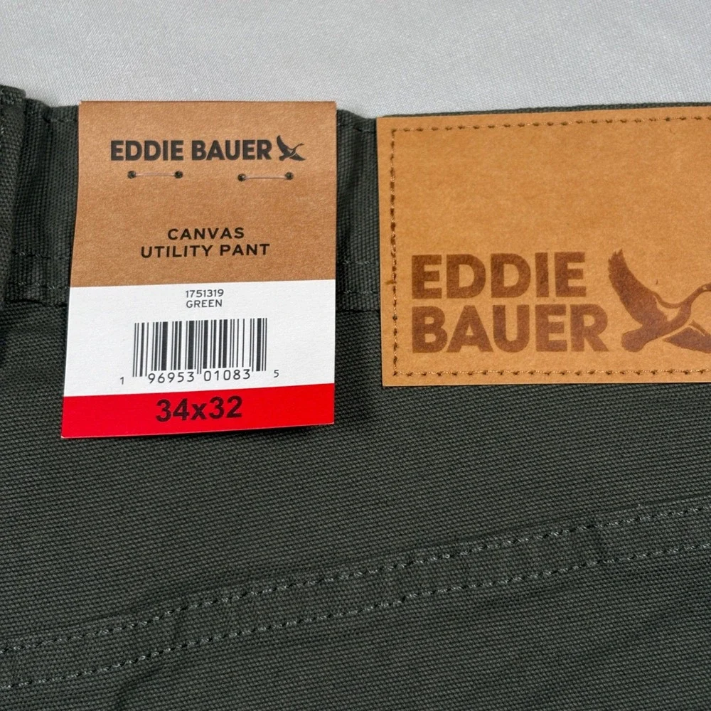 Eddie Bauer Pants Mens 34x32 Canvas Utility Pant Green Specialty Dyed
